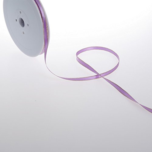 Double-Face Satin mit Goldkante - Lavendel - 6mm - 50m - 32106 147 (0,34€/M) von Deko AS GmbH