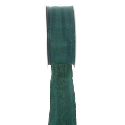 Taftband mit Drahtkante - Dunkelgrün - breit - Geschenkband - Dekoband - Schleifenband - ca. 40 mm Breite - 25 m Länge - 3330-40-25-859 von Deko AS GmbH