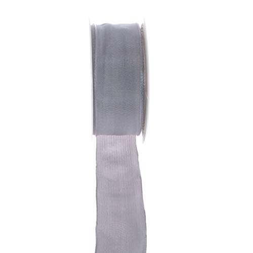 Taftband mit Drahtkante - Grau - breit - Geschenkband - Dekoband - Schleifenband - ca. 40 mm Breite - 25 m Länge - 3330-40-25-230 von Deko AS GmbH