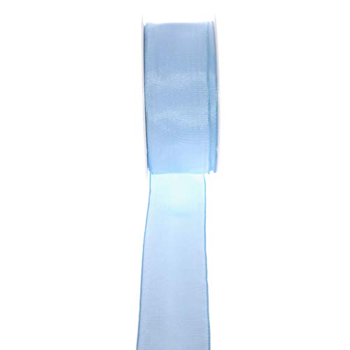 Taftband mit Drahtkante - Hellblau - breit - Geschenkband - Dekoband - Schleifenband - ca. 40 mm Breite - 25 m Länge - 3330-40-25-104 von Deko AS GmbH