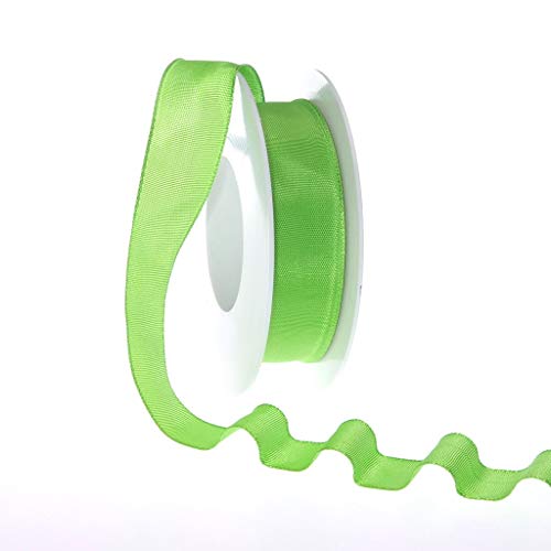 Taftband mit Drahtkante - Maigrün - schmal - Geschenkband - Dekoband - Schleifenband - ca. 25 mm Breite - 25 m Länge - 3330-25-25-956 von Deko AS GmbH