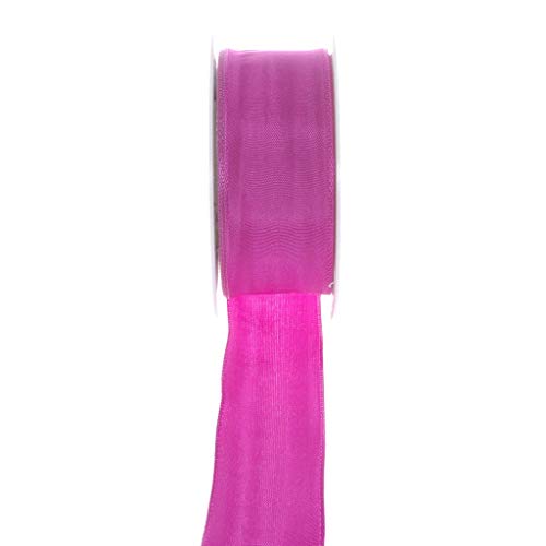 Taftband mit Drahtkante - Pink - breit - Geschenkband - Dekoband - Schleifenband - ca. 40 mm Breite - 25 m Länge - 3330-40-25-863 von Deko AS GmbH
