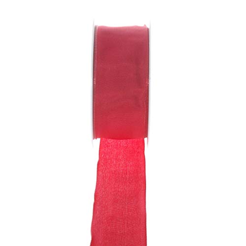 Taftband mit Drahtkante - Rot - breit - Geschenkband - Dekoband - Schleifenband - ca. 40 mm Breite - 25 m Länge - 3330-40-25-7 von Deko AS GmbH