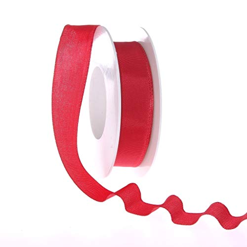 Taftband mit Drahtkante - Rot - schmal - Geschenkband - Dekoband - Schleifenband - ca. 25 mm Breite - 25 m Länge - 3330-25-25-7 von Deko AS GmbH