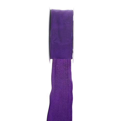 Taftband mit Drahtkante - Violett - breit - Geschenkband - Dekoband - Schleifenband - ca. 40 mm Breite - 25 m Länge - 3330-40-25-15 von Deko AS GmbH
