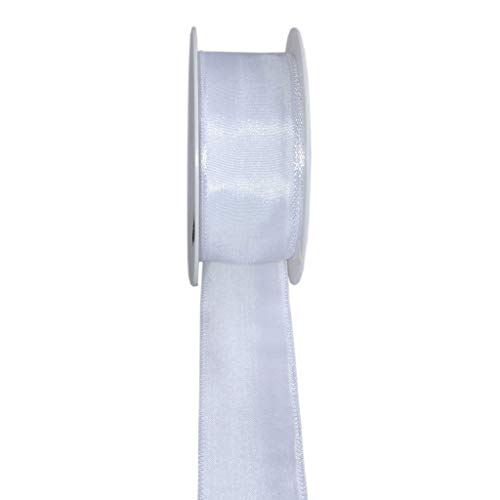 Taftband mit Drahtkante - Weiss - breit - Geschenkband - Dekoband - Schleifenband - ca. 40 mm Breite - 25 m Länge - 3330-40-25-1 von Deko AS GmbH