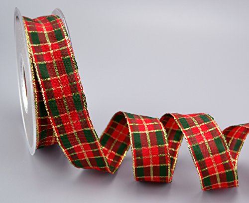 20 m x 25 mm Dekoband Weihnachten KARO ROT/Dunkelgrün/Gold Drahtkantenband Geschenkband kariert Schleifenband Schottenkaro Grün doppelseitig Glanzband mit Lurex Goldkante Draht 20 m x 25 mm Dekoband Weihnachten KARO ROT/Dunkelgrün/Gold Drahtkantenband Geschenkband kariert Schleifenband Schottenkaro Grün doppelseitig Glanzband mit Lurex Goldkante Draht von Deko Angels