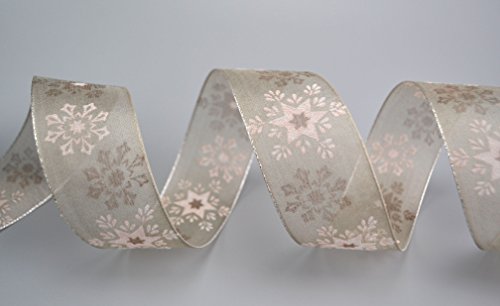 Dekoband „Wonder Snowflakes“ TAUPE/SILBER 3 m x 40 mm Geschenkband Weihnachten Chiffon Grau Schleifenband Stoffband Schneeflocken Sterne Glanzkanten mit Draht Dekoband „Wonder Snowflakes“ TAUPE/SILBER 3 m x 40 mm Geschenkband Weihnachten Chiffon Grau Schleifenband Stoffband Schneeflocken Sterne Glanzkanten mit Draht von Deko Angels