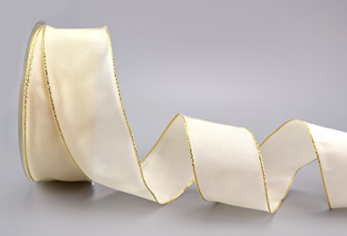 Dekoband "Fairy Tale“ CREME GOLD 3 m x 40 mm Strängchen Drahtkantenband mit Lurex Metallgarn Schleifenband Goldkante Geschenkband Weihnachten Stoffband Metallic glänzend Dekoband "Fairy Tale“ CREME GOLD 3 m x 40 mm Strängchen Drahtkantenband mit Lurex Metallgarn Schleifenband Goldkante Geschenkband Weihnachten Stoffband Metallic glänzend von Deko Angels