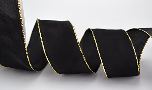 Dekoband "Fairy Tale“ SCHWARZ GOLD 3 m x 40 mm Drahtkantenband mit Lurex Metallgarn Schleifenband Goldkante Geschenkband Band Weihnachten Stoffband Metallic glänzend Dekoband "Fairy Tale“ SCHWARZ GOLD 3 m x 40 mm Drahtkantenband mit Lurex Metallgarn Schleifenband Goldkante Geschenkband Band Weihnachten Stoffband Metallic glänzend von Deko Angels