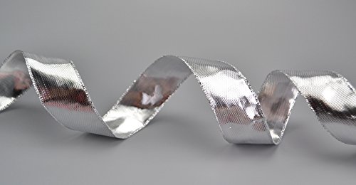 Dekoband "Glossy" SILBER 3 m x 25 mm Drahtkantenband Geschenkband Weihnachten Schleifenband doppelseitig Glanzband 2,5 cm mit Draht von FINEMARK von Deko Angels