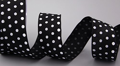 Dekoband PUNKTE SCHWARZ/WEISS 3 m x 40 mm Geschenkband Stoffband mit Draht gepunktet Polka Dot fröhlich Frühling Ostern Geburtstag Drahtkantenband Kinder Schleifenband von FINEMARK von Deko Angels