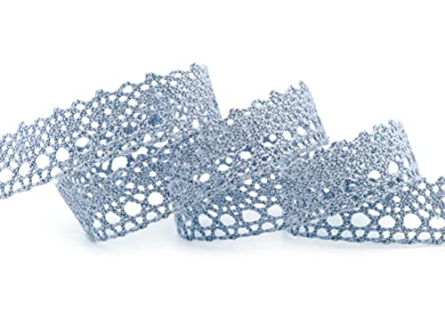 Spitze Emilia TAUBENBLAU 5 m x 15 mm Baumwollspitze Spitzenband Spitzenborte Dekoband Schleifenband Häkelspitze Taubenblau Baumwolle Häkelband Vintage Geschenkband Hochzeit von Deko Angels