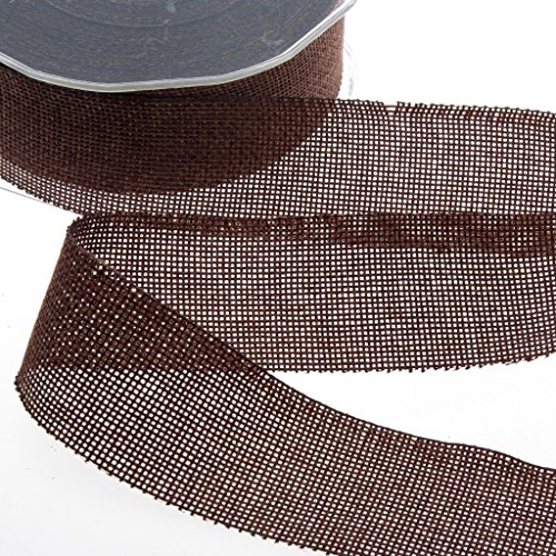 DEKO AS Shabby Chic Leinenoptik Dekoband, Polyester geruchsneutral, Chocolate, 3,8 cm x 20 m von Deko AS GmbH