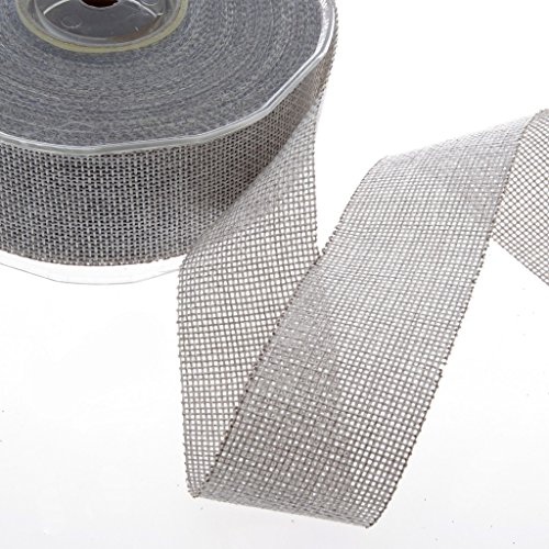 DEKO AS Shabby Chic Leinenoptik Dekoband, Polyester geruchsneutral, Grau, 3,8 cm x 20 m von Deko AS GmbH