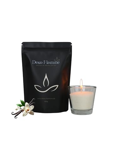 Deko Flamme Kerzensand mit Duft Vanille – 400g Aromasand inkl. 20 Dochte – Kerzenwachs Granulat – DIY Pearled Candle – Wachsgranulat pflanzlich – Kerzen Sand für kreative Ideen von Deko Flamme
