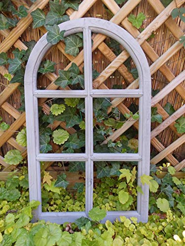 Deko-Impression Fenster Sprossenfenster Bilderrahmen halbrund Wanddeko Holz grau 70cm von Deko-Impression