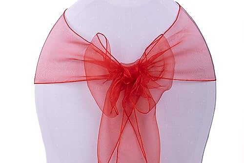 Deko Royal 25 Stück Organza Stuhlschleifen – Schleifen für Stuhlhussen, Schleife als Stuhl Deko für Hochzeit & Geburtstag, Stuhlschleife (Rot) von Deko Royal