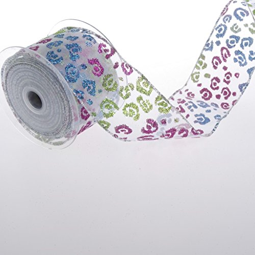 Crazy Iceflowers - blau, pink, grün - 65mm - 10m - 90144 (1,76€/m) von Deko und Band