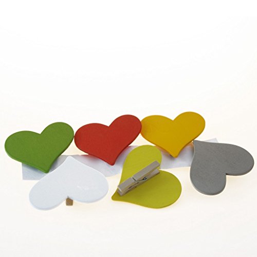 Deko und Band Holz-Herz auf Clip - ca. 8cm - 6 Stück - bunt - 3618-01 Deko und Band Holz-Herz auf Clip - ca. 8cm - 6 Stück - bunt - 3618-01 von Deko und Band