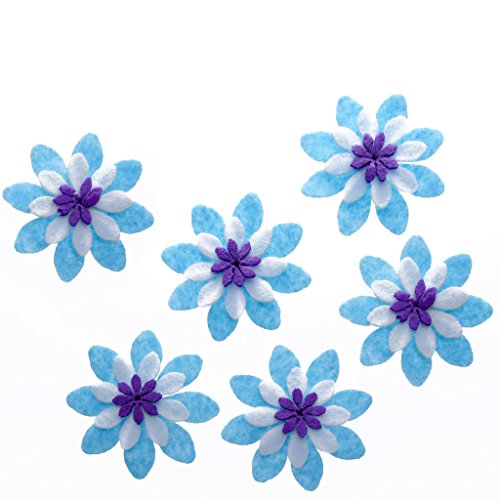 Filzblumen - türkis - ca. 5,5cm - 12 Stück - 91088 71 von Deko und Band