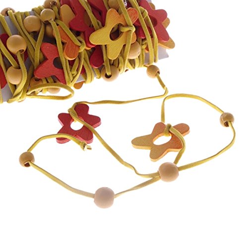 Kordel mit Holzblumen und Perlen - gelb/orange - 25 mm breit - 5-m-Rolle - 62971 01 (1,84€/m) von Deko und Band
