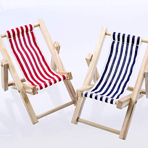 Liegestühle aus Holz - blau-weiß/rot-weiß - 9x15cm - 10 Stück - 77944 von Deko AS GmbH