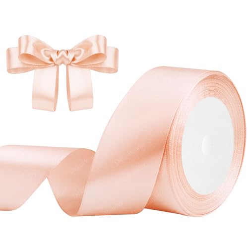 Geschenkband Champagner Rosa 40mm x 23m Satinband Champagner Rosa Schleifenband Geschenkband Satinbänder für Geschenkverpackungen, Basteln, DIY, Nähen, Brautparty-Dekoration, Christbaumschmuck von DekoBander