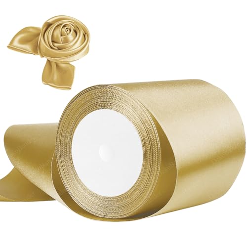 Geschenkband Gold 100mm x 23m Satinband Gold Schleifenband Geschenkband Satinbänder für Geschenkverpackungen, Basteln, DIY, Nähen, Brautparty-Dekoration, Christbaumschmuck Geschenkband Gold 100mm x 23m Satinband Gold Schleifenband Geschenkband Satinbänder für Geschenkverpackungen, Basteln, DIY, Nähen, Brautparty-Dekoration, Christbaumschmuck von DekoBander