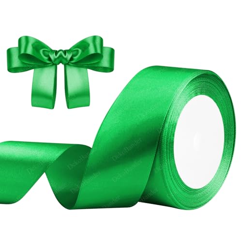 Geschenkband Grün 40mm x 23m Satinband Grün Schleifenband Geschenkband Satinbänder für Geschenkverpackungen, Basteln, DIY, Nähen, Brautparty-Dekoration, Christbaumschmuck von DekoBander