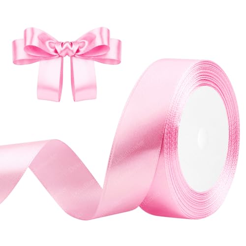 Geschenkband Rosa 25mm x 23m Satinband Rosa Schleifenband Geschenkband Satinbänder für Geschenkverpackungen, Basteln, DIY, Nähen, Brautparty-Dekoration, Christbaumschmuck von DekoBander