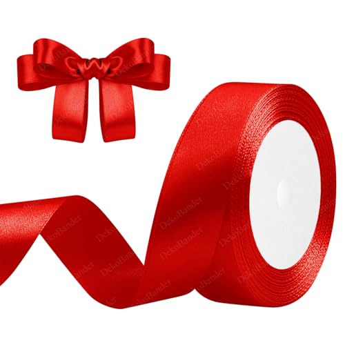Geschenkband Rot 25mm x 23m Satinband Rot Schleifenband Rot Geschenkband Satinbänder für Geschenkverpackungen, Basteln, DIY, Nähen, Brautparty-Dekoration, Christbaumschmuck Geschenkband Rot 25mm x 23m Satinband Rot Schleifenband Rot Geschenkband Satinbänder für Geschenkverpackungen, Basteln, DIY, Nähen, Brautparty-Dekoration, Christbaumschmuck von DekoBander