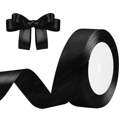 Geschenkband Schwarz 25mm x 23m Satinband Schwarz Schleifenband Geschenkband Satinbänder für Geschenkverpackungen, Basteln, DIY, Nähen, Brautparty-Dekoration, Christbaumschmuck Geschenkband Schwarz 25mm x 23m Satinband Schwarz Schleifenband Geschenkband Satinbänder für Geschenkverpackungen, Basteln, DIY, Nähen, Brautparty-Dekoration, Christbaumschmuck von DekoBander
