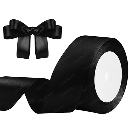 Geschenkband Schwarz 40mm x 23m Satinband Schwarz Schleifenband Geschenkband Satinbänder für Geschenkverpackungen, Basteln, DIY, Nähen, Brautparty-Dekoration, Christbaumschmuck Geschenkband Schwarz 40mm x 23m Satinband Schwarz Schleifenband Geschenkband Satinbänder für Geschenkverpackungen, Basteln, DIY, Nähen, Brautparty-Dekoration, Christbaumschmuck von DekoBander