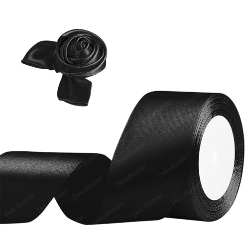 Geschenkband Schwarz 50mm x 23m Satinband Schwarz Schleifenband Geschenkband Satinbänder für Geschenkverpackungen, Basteln, DIY, Nähen, Brautparty-Dekoration, Christbaumschmuck Geschenkband Schwarz 50mm x 23m Satinband Schwarz Schleifenband Geschenkband Satinbänder für Geschenkverpackungen, Basteln, DIY, Nähen, Brautparty-Dekoration, Christbaumschmuck von DekoBander