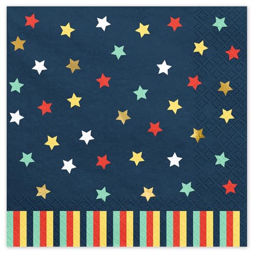 12 Stück Papierservietten Sternen in Marineblau 16,5x16,5cm 2-lagig von DekoHaus
