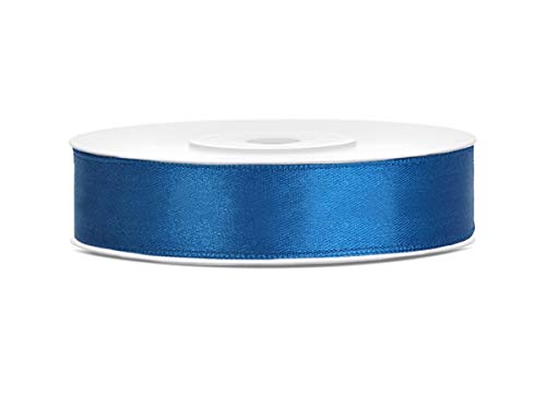 25 m x 12 mm Rolle Satinband Geschenkband Schleifenband Dekoband Satin Band (Blau) von DekoHaus