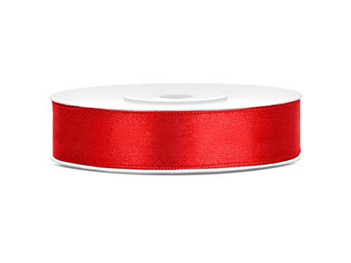 25 m x 12 mm Rolle Satinband Geschenkband Schleifenband Dekoband Satin Band (Rot) von DekoHaus