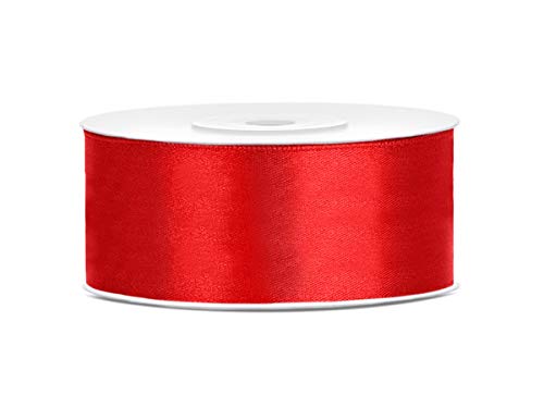 25mm x 25m Rolle Satinband Geschenkband Schleifenband Dekoband Satin Band (Rot) von DekoHaus
