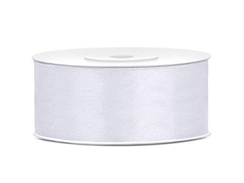 25mm x 25m Rolle Satinband Geschenkband Schleifenband Dekoband Satin Band (Weiß) von DekoHaus