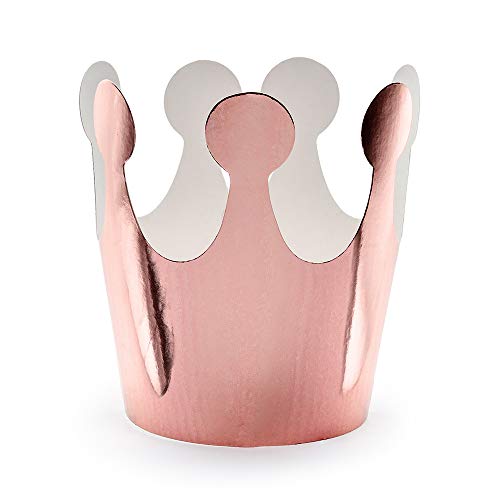 6 Stück Kronen aus Papier in Roségold 9cm Partyzubehör von DekoHaus