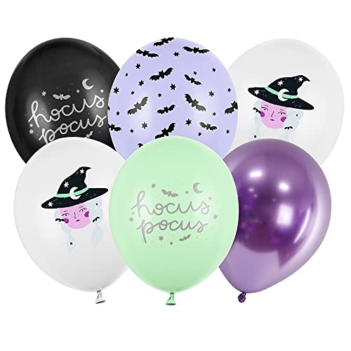6 Stück Strong Luftballons Set Witch 30cm Halloween Partyzubehör von DekoHaus