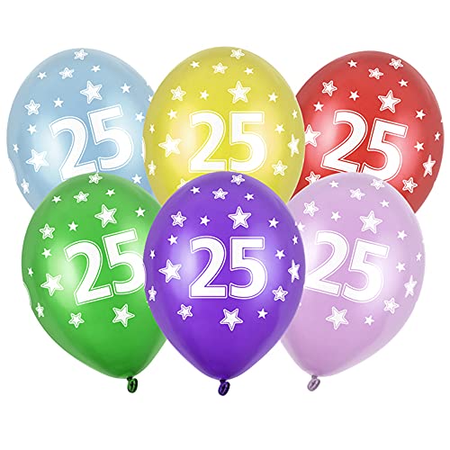 DekoHaus 6 Stück Luftballons zum 25. Geburtstag Farbmischung mit weißem Aufdruck Höhe 30 cm DekoHaus 6 Stück Luftballons zum 25. Geburtstag Farbmischung mit weißem Aufdruck Höhe 30 cm von DekoHaus
