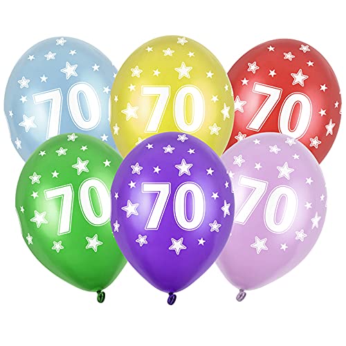 DekoHaus 6 Stück Luftballons zum 70. Geburtstag Farbmischung mit weißem Aufdruck Höhe 30 cm von DekoHaus