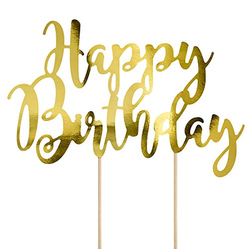 Cake-Topper Happy Birthday in Gold 22,5 cm von DekoHaus