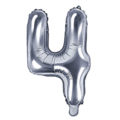 DekoHaus Folienballons Buchstaben/Zahlen Höhe 35 cm Farben: Gold oder Silber (4, Silber) von DekoHaus