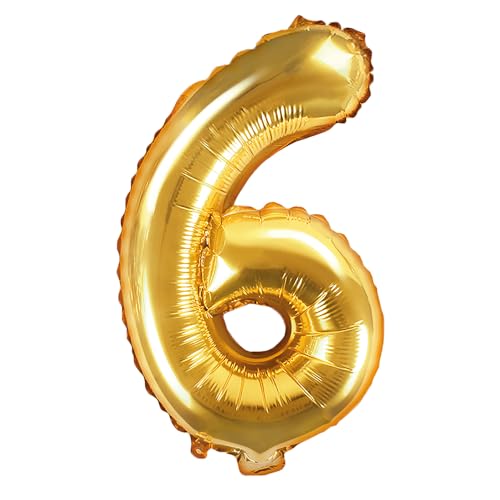 DekoHaus Folienballons Buchstaben/Zahlen Höhe 35 cm Farben: Gold oder Silber (6, Gold) von DekoHaus