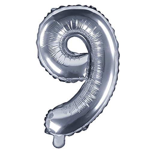 DekoHaus Folienballons Buchstaben / Zahlen Höhe 35 cm Farben: Gold oder Silber (9, Silber) von DekoHaus