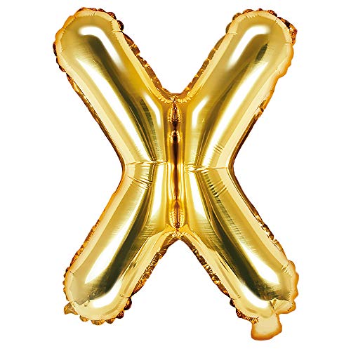 DekoHaus Folienballons Buchstaben / Zahlen Höhe 35 cm Farben: Gold oder Silber (X, Gold) von DekoHaus