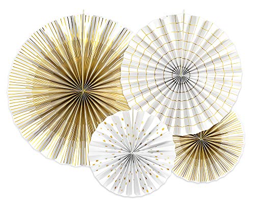 Dekorative Rosetten, 4 Stück, Weiß/Gold, 23-40 cm, Papierrosetten RPK16-008 Dekorative Rosetten, 4 Stück, Weiß/Gold, 23-40 cm, Papierrosetten RPK16-008 von DekoHaus
